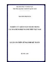 Luận án Nghiên cứu kiểm toán nội bộ trong các doanh nghiệp ngành thép Việt Nam