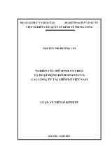 Luận án Nghiên cứu mô hình tổ chức và hoạt động kinh doanh của các công ty tài chính ở Việt Nam
