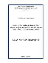 Luận án Nghiên cứu nhân tố ảnh hưởng đến hệ thống kiểm soát nội bộ trong các công ty cổ phần Việt Nam