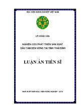 Luận án Nghiên cứu phát triển sản xuất dâu tằm bền vững tại tỉnh Thái Bình