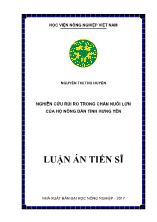 Luận án Nghiên cứu rủi ro trong chăn nuôi lợn của hộ nông dân tỉnh Hưng Yên