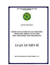 Luận án Nghiên cứu sự tham gia của cộng đồng trong phát triển cơ sở hạ tầng giao thông nông thôn tỉnh Đồng Nai