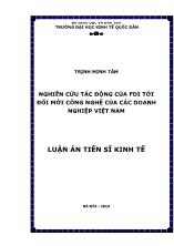 Luận án Nghiên cứu tác động của FDI tới đổi mới công nghệ của các doanh nghiệp Việt Nam