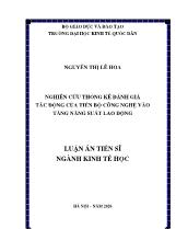 Luận án Nghiên cứu thống kê đánh giá tác động của tiến bộ công nghệ vào tăng năng suất lao động