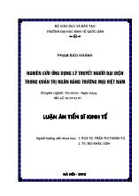 Luận án Nghiên cứu ứng dụng lý thuyết người đại diện trong quản trị ngân hàng thương mại Việt Nam