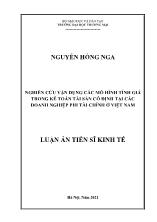 Luận án Nghiên cứu vận dụng các mô hình tính giá trong kế toán tài sản cố định tại các doanh nghiệp phi tài chính ở Việt Nam