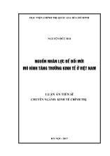 Luận án Nguồn nhân lực để đổi mới mô hình tăng trưởng kinh tế ở Việt Nam