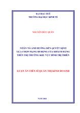 Luận án Nhân tố ảnh hưởng đến quyết định lựa chọn mạng di động của khách hàng trên thị trường khu vực ở Bình Trị Thiên