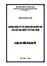 Luận án Những nhân tố tác động đến nguồn thu của quỹ bảo hiểm y tế tại Việt Nam