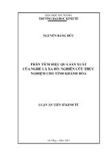 Luận án Phân tích hiệu quả sản xuất của nghề cá xa bờ: Nghiên cứu thực nghiệm cho tỉnh Khánh Hòa