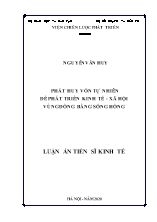 Luận án Phát huy vốn tự nhiên để phát triển kinh tế - Xã hội vùng đồng bằng Sông Hồng