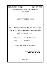 Luận án Phát triển dịch vụ phi tín dụng ở các ngân hàng thương mại cổ phần Việt Nam hiện nay