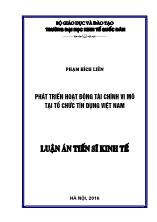 Luận án Phát triển hoạt động tài chính vi mô tại các tổ chức tín dụng Việt Nam