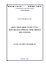 Luận án Phát triển kinh tế bền vững trên địa bàn tỉnh Bắc Ninh thời kỳ đến năm 2030