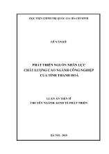 Luận án Phát triển nguồn nhân lực chất lượng cao ngành công nghiệp của tỉnh Thanh Hoá