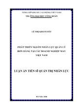Luận án Phát triển nguồn nhân lực quản lý đơn hàng tại các doanh nghiệp may Việt Nam