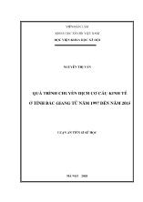 Luận án Quá trình chuyển dịch cơ cấu kinh tế ở tỉnh Bắc Giang từ năm 1997 đến năm 2015