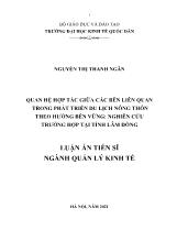 Luận án Quan hệ hợp tác giữa các bên liên quan trong phát triển du lịch nông thôn theo hướng bền vững: Nghiên cứu trường hợp tại tỉnh Lâm Đồng