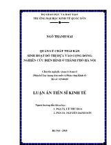 Luận án Quản lý chất thải rắn sinh hoạt đô thị dựa vào cộng đồng: nghiên cứu điển hình ở thành phố Hà Nội