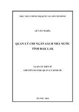 Luận án Quản lý chi ngân sách nhà nước tỉnh Đắk Lắk