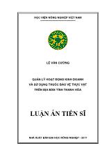 Luận án Quản lý hoạt động kinh doanh và sử dụng thuốc bảo vệ thực vật trên địa bàn tỉnh Thanh Hóa