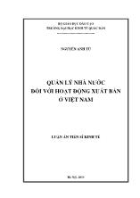 Luận án Quản lý nhà nước đối với hoạt động xuất bản tại Việt Nam