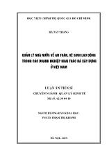 Luận án Quản lý nhà nước về an toàn, vệ sinh lao động trong các doanh nghiệp khai thác đá xây dựng ở Việt Nam