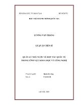 Luận án Quản lý nhà nước về hợp tác quốc tế trong lĩnh vực khoa học và công nghệ