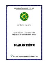 Luận án Quản lý nước sạch nông thôn trên địa bàn thành phố Hải Phòng