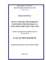 Luận án Quản lý rủi ro thanh khoản ngân hàng thương mại của ngân hàng nhà nước Việt Nam