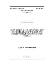 Luận án Quản trị rủi ro tín dụng theo hiệp ước basel 2 tại ngân hàng nông nghiệp và phát triển nông thôn Việt Nam