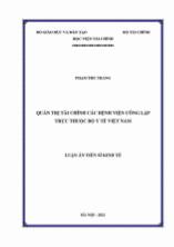 Luận án Quản trị tài chính các bệnh viện công lập trực thuộc bộ y tế Việt Nam
