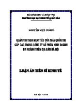 Luận án Quản trị theo mục tiêu của nhà quản trị cấp cao trong công ty cổ phần kinh doanh đa ngành trên địa bàn Hà Nội