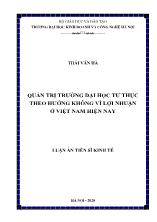 Luận án Quản trị trường đại học tư thục theo hướng không vì lợi nhuận ở Việt Nam hiện nay