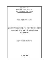 Luận án Quyền năng kinh tế của phụ nữ nông thôn trong mô hình hợp tác xã kiểu mới ở Việt Nam