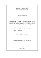 Luận án Quyền tự do tín ngưỡng, tôn giáo theo pháp luật Việt Nam hiện nay