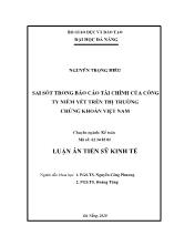 Luận án Sai sót trong Báo cáo tài chính của công ty niêm yết trên thị trường chứng khoán Việt Nam