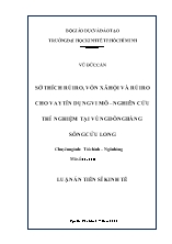 Luận án Sở thích rủi ro, vốn xã hội và rủi ro cho vay tín dụng vi mô – Nghiên cứu thí nghiệm tại vùng đồng bằng sông Cửu Long