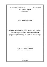 Luận án Sử dụng công cụ kế toán, kiểm toán trong công tác quản lý tài chính ngân sách quận, huyện trên địa bàn thành phố Hà Nội