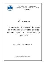 Luận án Tác động của các nhân tố cấu thành hệ thống kiểm soát nội bộ đến hiệu quả hoạt động của tập đoàn điện lực Việt Nam