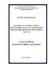 Luận án Tác động của cấu trúc vốn đến khả năng sinh lời của các doanh nghiệp niêm yết trên thị trường chứng khoán Việt Nam