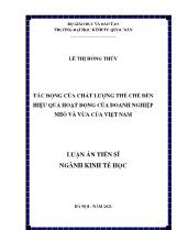 Luận án Tác động của chất lượng thể chế đến hiệu quả hoạt động của doanh nghiệp nhỏ và vừa của Việt Nam