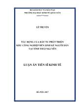 Luận án Tác động của đầu tư phát triển khu công nghiệp đến sinh kế người dân tại tỉnh Thái Nguyên