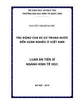 Luận án Tác động của di cư trong nước đến giảm nghèo ở Việt Nam