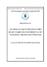 Luận án Tác động của quản trị công ty đến rủi ro và hiệu quả tài chính của các ngân hàng thương mại ở Việt Nam