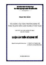 Luận án Tác động của tăng trưởng kinh tế theo ngành đến giảm nghèo ở Việt Nam