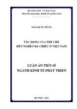 Luận án Tác động của thể chế đến nghèo đa chiều ở Việt Nam