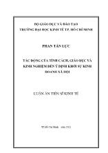 Luận án Tác động của tính cách, giáo dục và kinh nghiệm đến ý định khởi sự kinh doanh xã hội