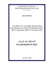 Luận án Tác động của tỷ giá đến thương mại song phương của Việt Nam với Trung Quốc, Mỹ và Nhật Bản: Nhìn từ góc độ ngành