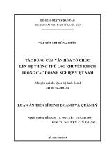 Luận án Tác động của văn hóa tổ chức lên hệ thống thù lao khuyến khích trong các doanh nghiệp ở Việt Nam